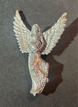 Designer Angel sterling necklace / SARDA 925 Gothic Brooch