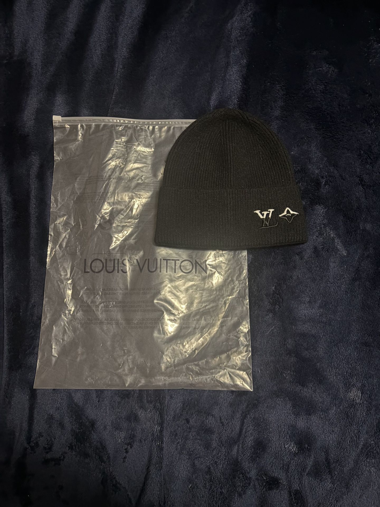 Black Louis Vuitton monogram beanie #LV