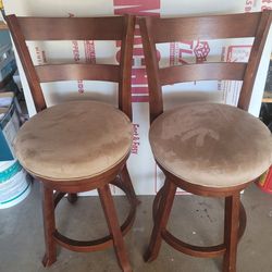 Two Wooden Counter Height Stools 