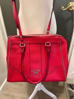 Guess Red Handbag Purse Pocketbook with Shoulder Strap Silver Tone Hardware