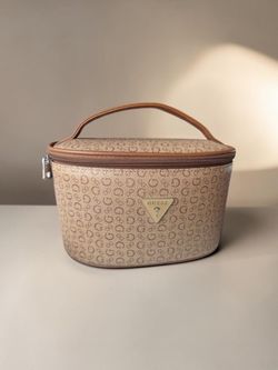 GUESS Monogram Cosmetic Train Case Makeup Bag Vanity Organizer