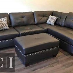 New Brown Sectional Sofa Couch Ottoman 