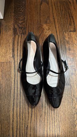 Porte & Paire Black Patent Mary Jane Flats – US 9 / EU 39