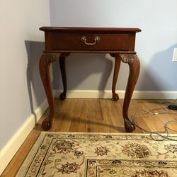 Ethan Allen Chippendale Style Ball and Claw Foot Mahogany Side Table 