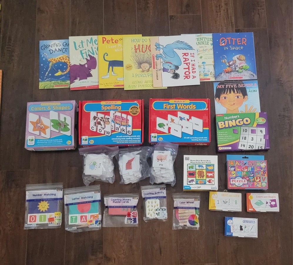 Books, puzzles and learning cards