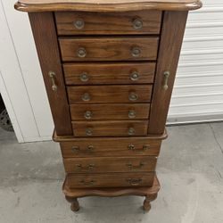 Wood Jewelry Armoire w/Mirror, Lots of Space