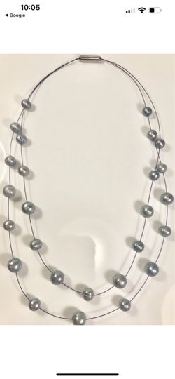 HONORA BLUE FRESHWATER PEARL FLOATING LAYERED necklace