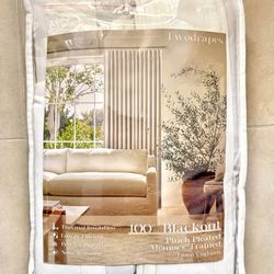 Twodrapes 100% Blackout Pinch Pleated Memory Trained Linen Curtains