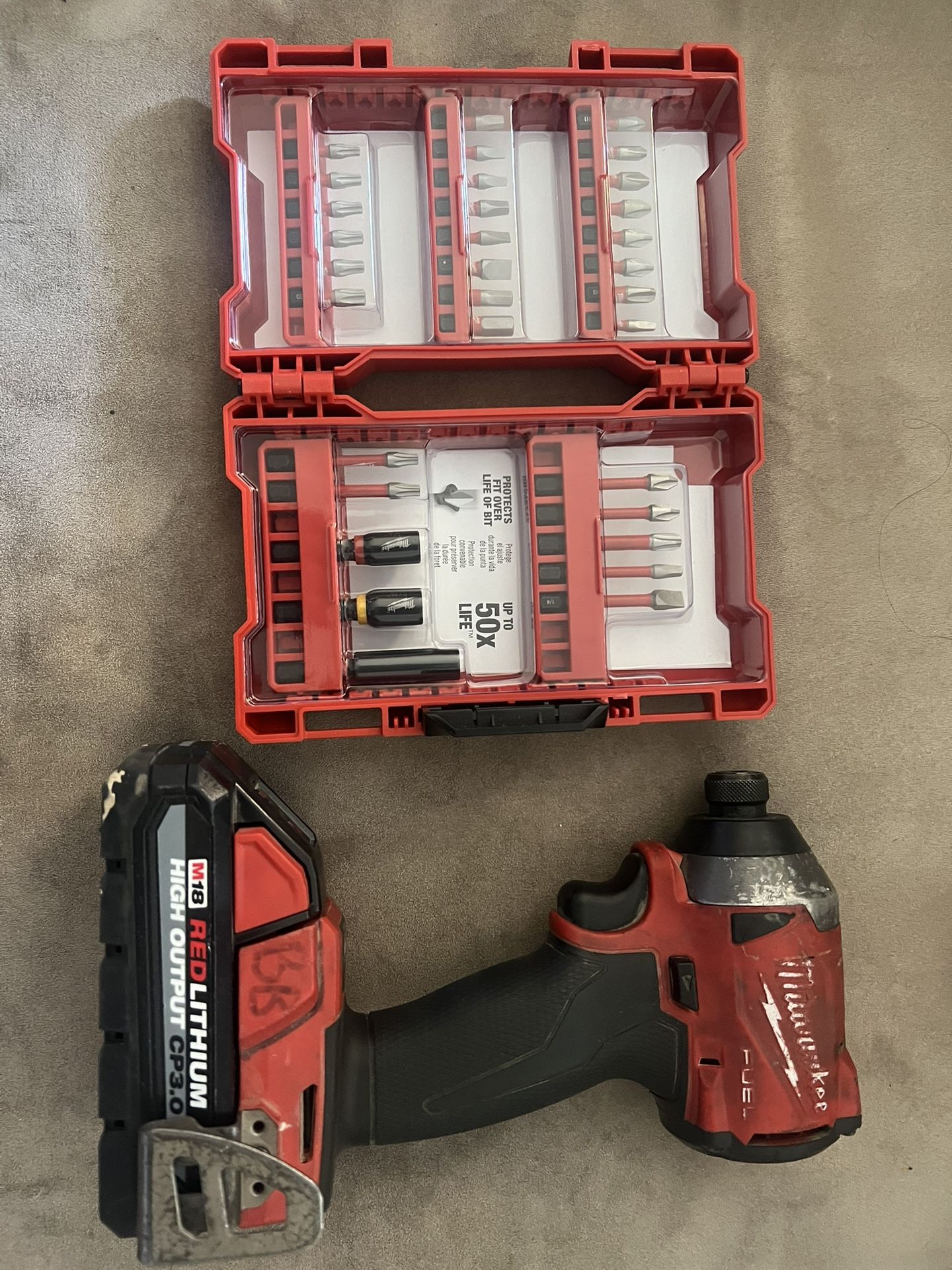 Milwaukee M18 Fuel Brushless Impact Driver With CP 3.0 Battery And 32 Pc But Set