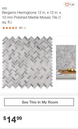12X12 Sheets of Herringbone Polished Mosaic Tile
