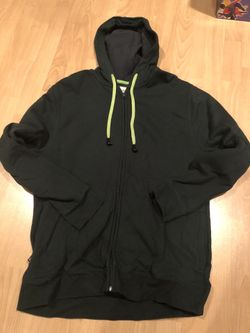 Men’s XL Sweatshirt Hoodie Green w Earphones