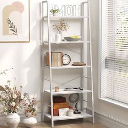 Ladder Shelf,Industrial 5-Tier Bookshelf,Free Standing Bookcase