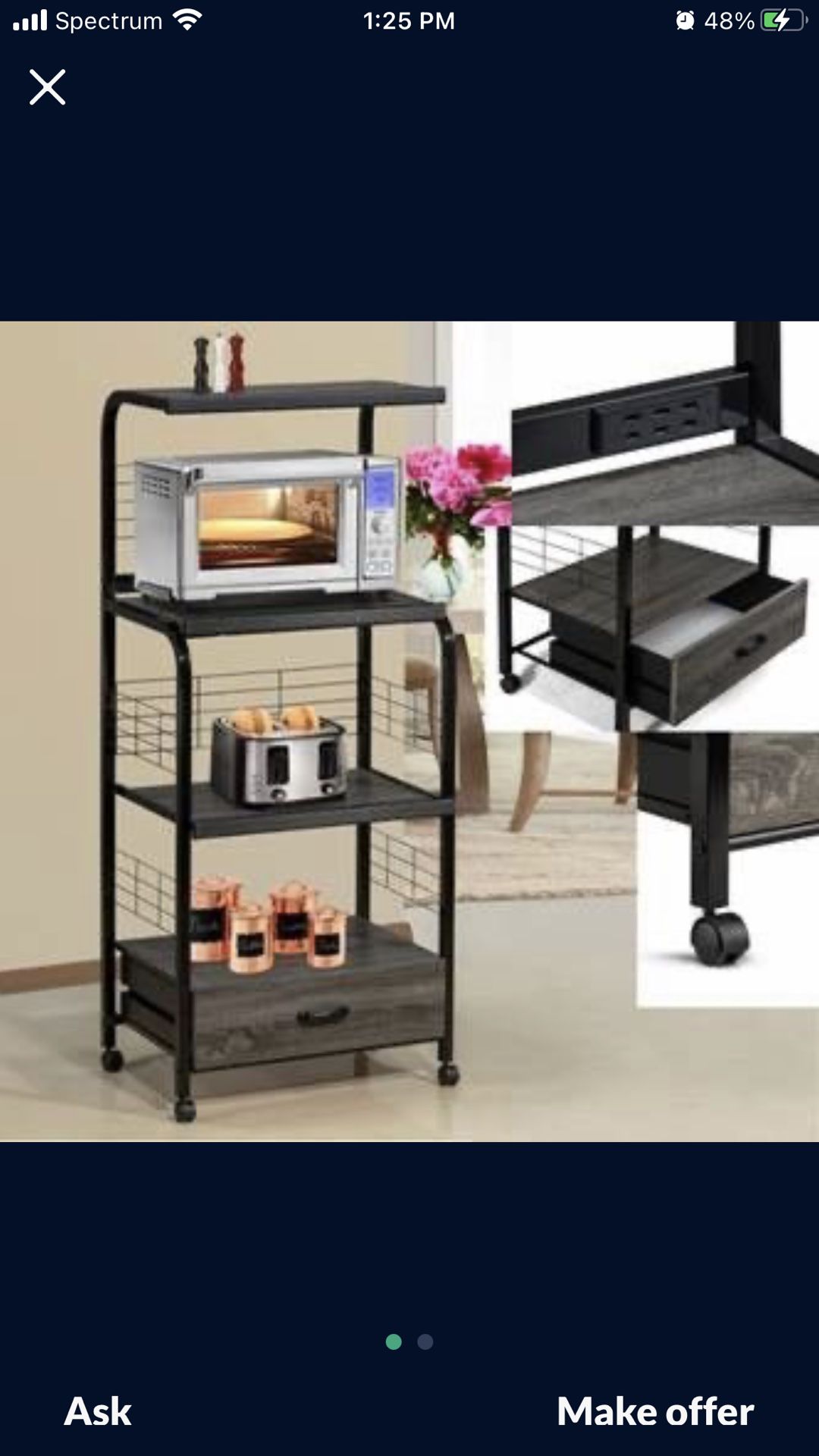 Brand New Microwave Organizer Shelving Drawer Weels $140 FREE LOCAL DELIVERY  ORDER HERE PAY UPON DELIVERY LITTLE SHOWROOM  NOT ALL ITEMS ON DISPLAY V