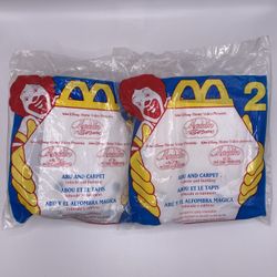 (2) 1996 Walt Disney Aladdin #2 Abu and Carpet Vehicle McDonald's Happy Meal Toy