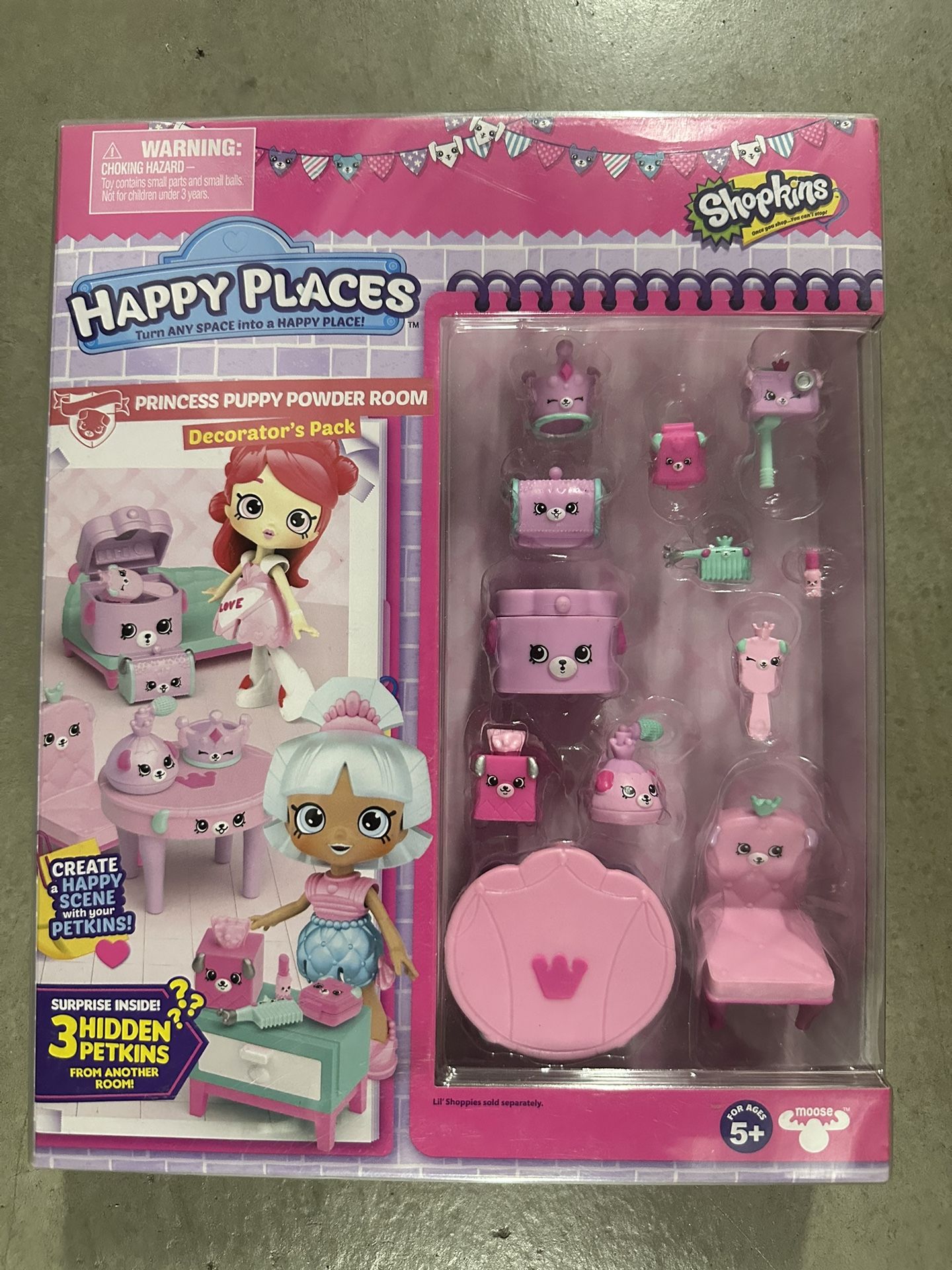 SHOPKINS HAPPY PLACES PRINCESS PUPPY POWDER ROOM DECORATOR’S PACK MOOSE TOYS