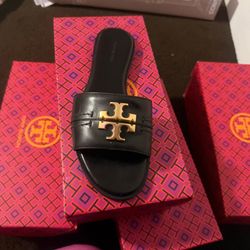 Tory Burch Black Eleanor Sandals - Size 8