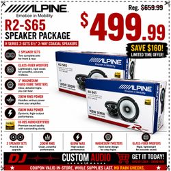 Alpine Next Generation R Series Car Speakers 2 Sets 6.5" 2-Way Coaxial Speaker System 600 Watts R2-S65 Package 🚨 Payment Options Available 🚨 No Cred