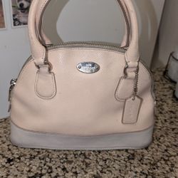 Coach Mini Cora Domed Satchel Purse- Bicolor; Apricot+Chalk