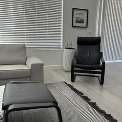 IKEA Chair And Footrest Black