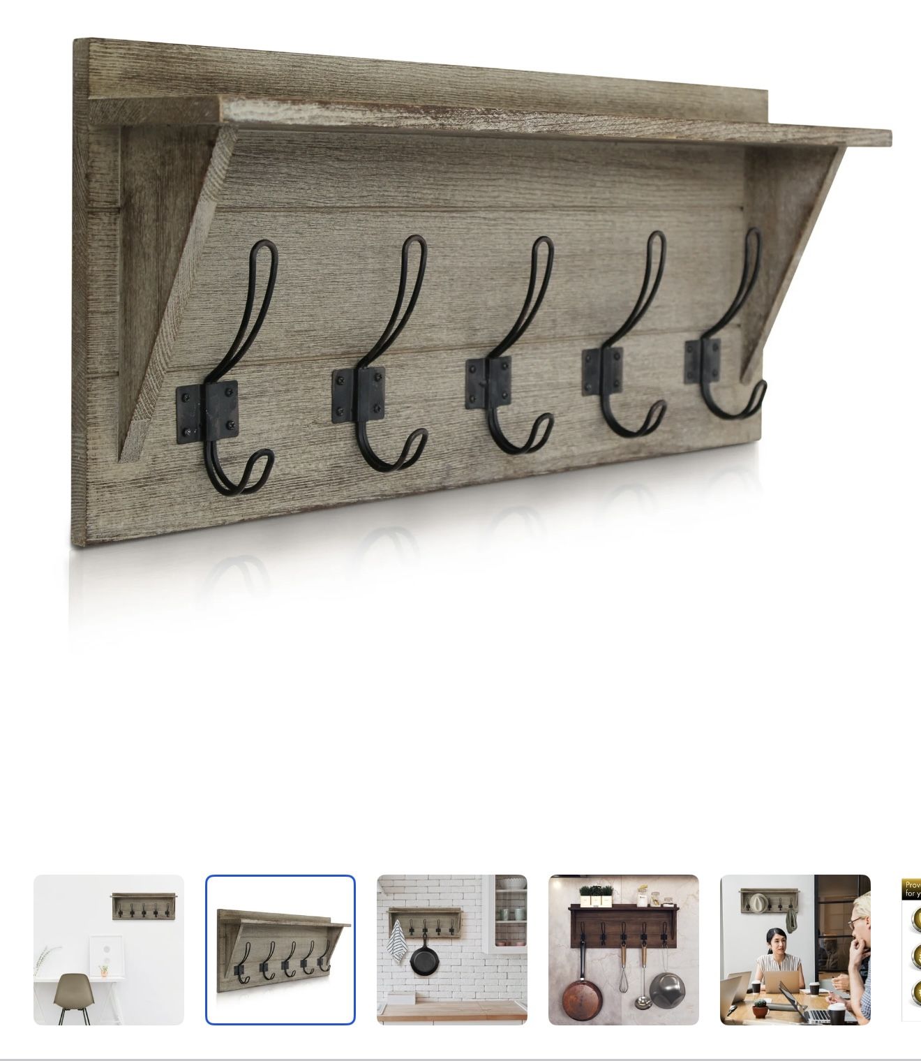 Rustic Wall Mounted Coat Rack Shelf