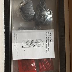 Glass Display Shelf with dimmable led floor lamp