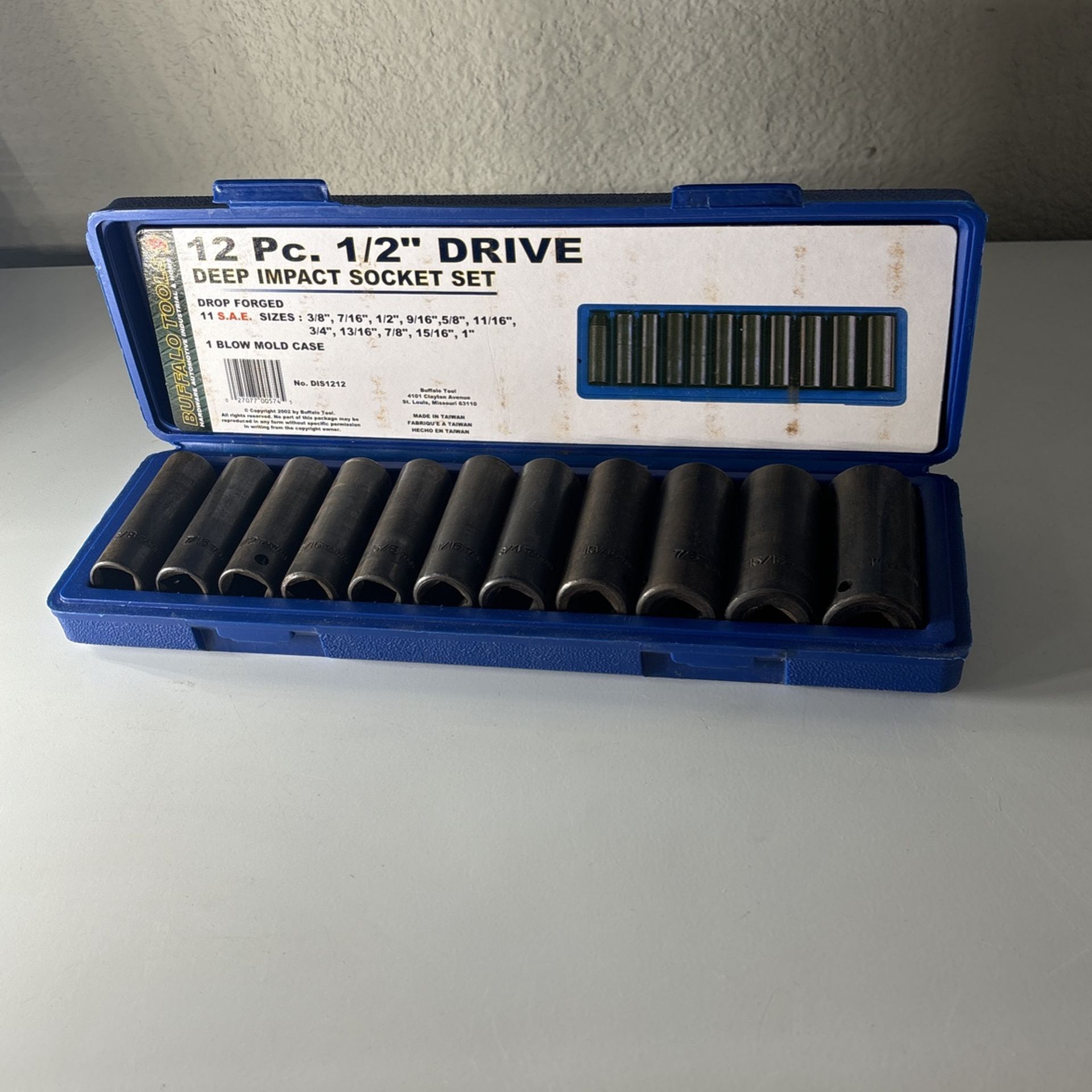 Buffalo Deep Impact Socket Set 12pcs 1/2 Drive