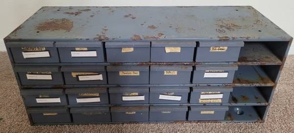 Steel 24 Drawer Bin (4 Drawers Missing)