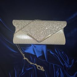 Silver Glitter Bridal Clutch with Chain – Wedding / Formal Evening Bag