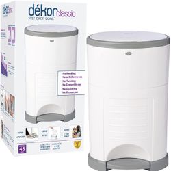Dekor Classic Hands-Free Diaper Pail | White | Easiest to Use | Just Step – Drop – Done | Doesn’t Absorb Odors | 20 Second Bag Change | Most Economica