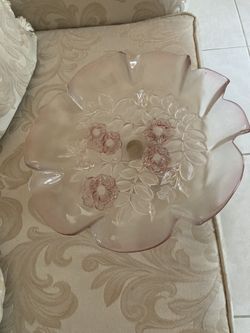 ESTATE SALE- Beautiful Glass Three Dimensional Stand Up Tray Clear And Pink Tones Part Of A Complete Collection Can Be Purchased As A Collection Or In