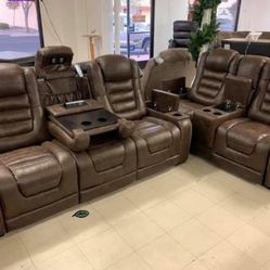 Game Zone Bark Power Reclining Living Room Set