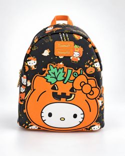 Loungefly Sanrio Hello Kitty Halloween Pumpkin Mini Backpack Black Orange NWT