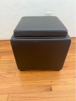 Crate & Barrel Storage Cube Ottoman w/ Tray Top