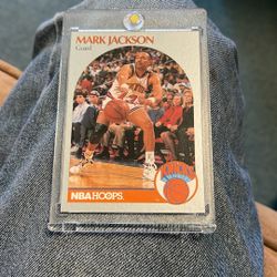1990 Mark Jackson, NBA hoops card, including the Mendez Brothers in the front row