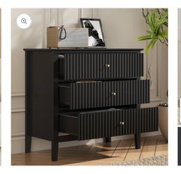 32” Black fluted dresser nightstand set