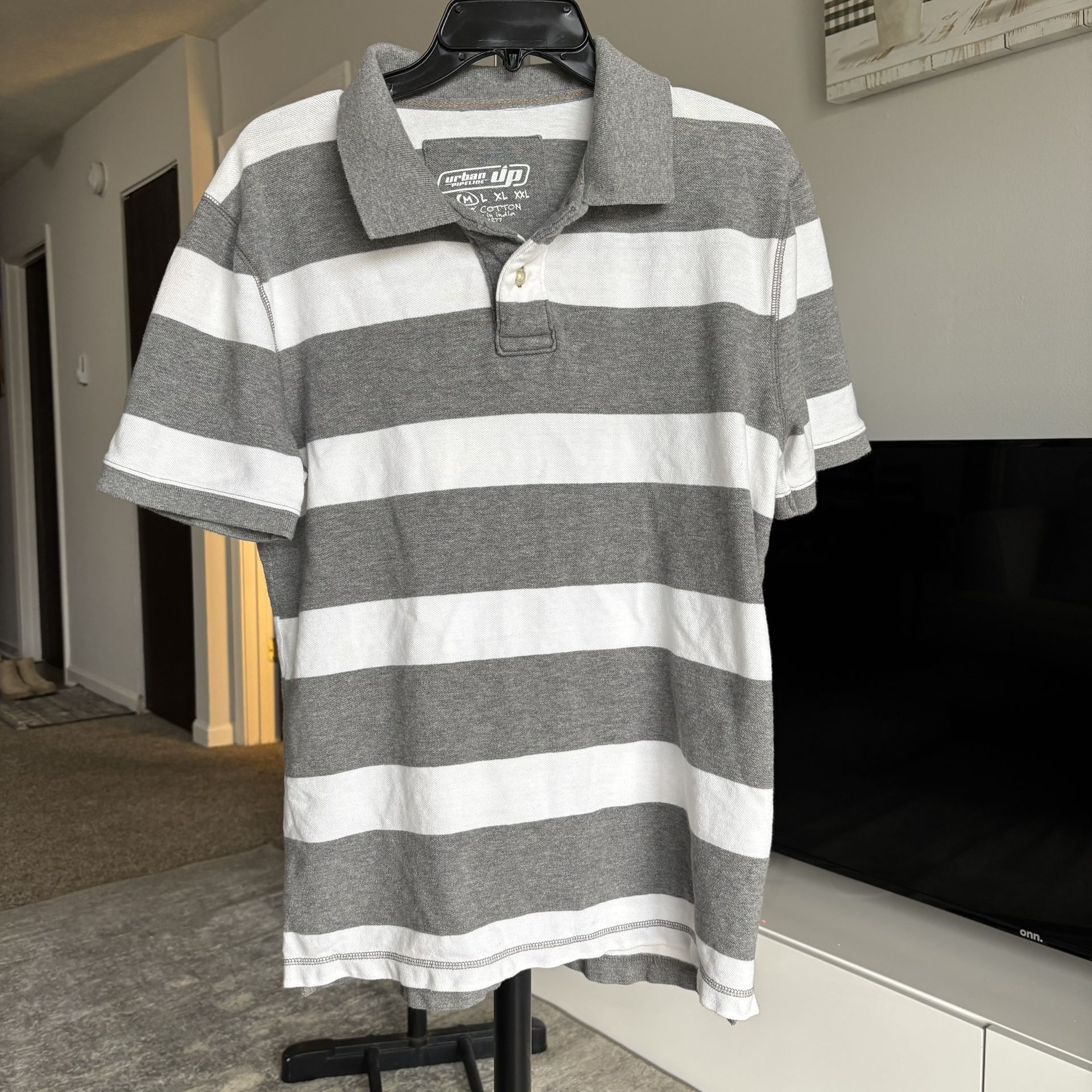 Urban Pipeline Up Men's 100% Cotton Short Sleeve Striped Polo Shirt | Med