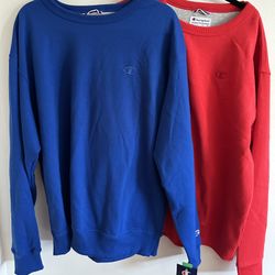 2 Men Champion Sweatshirts Blue Red Size L