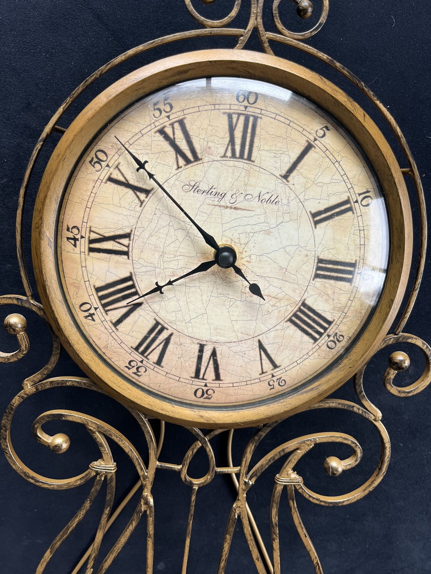 ANTIQUE AUTHENTIC STERLING AND NOBLE IRON HANGING WALL CLOCK