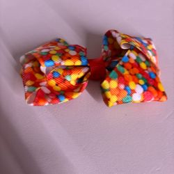 Multicoloured candy print hair bow #candy #hairbow #kawaii