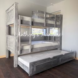 Twin Bunk Bed With Trundle And Mattress 