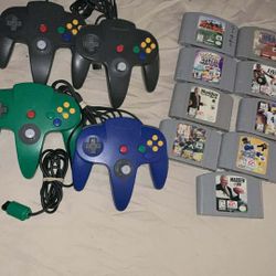 Nintendo 64 Console W/ Remotes And Games 