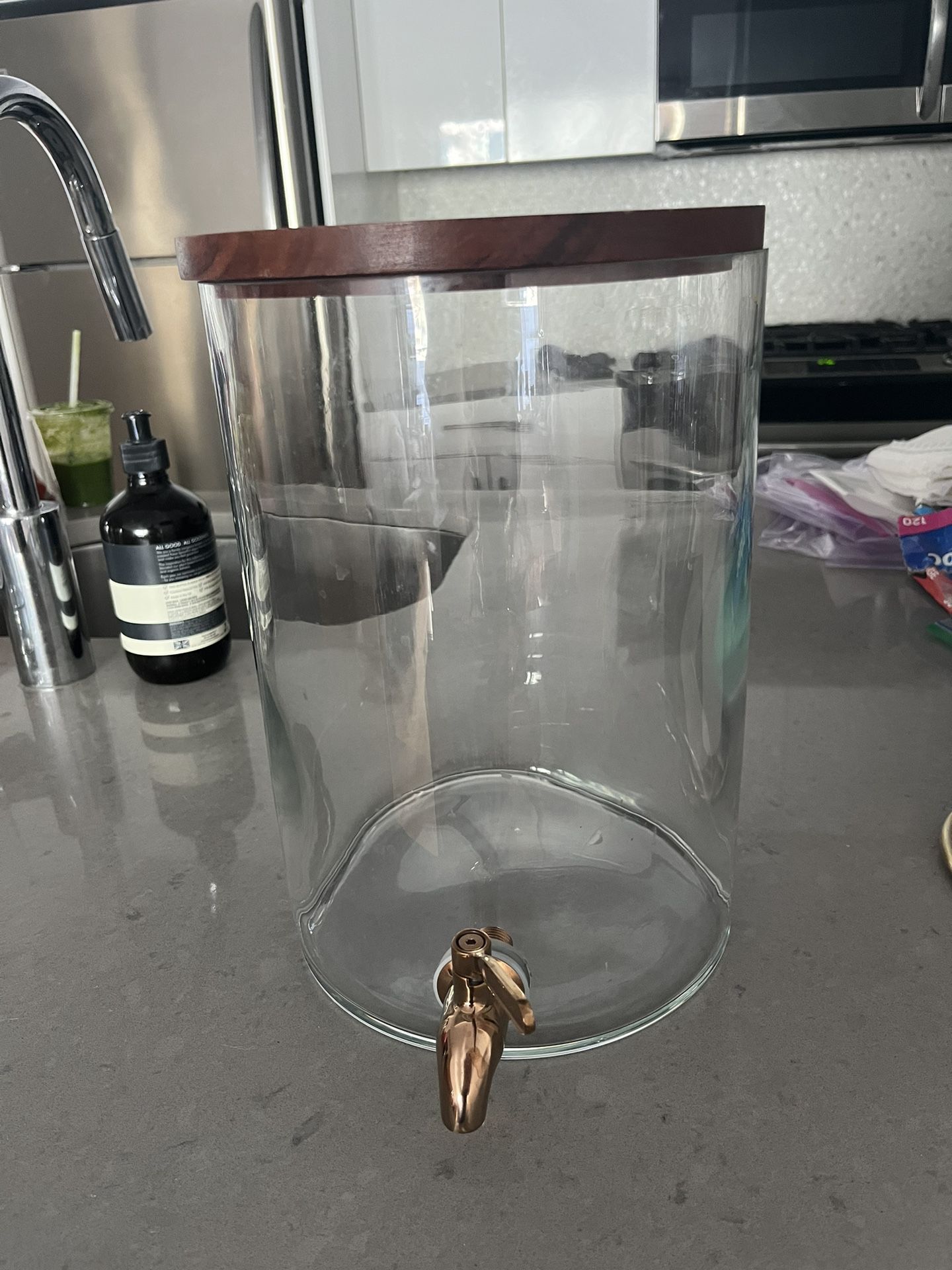 Glass Water/Drink Container + Spout