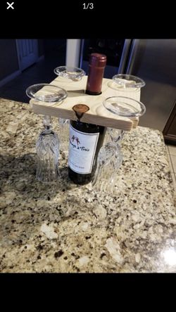 Wine and glass wood holder