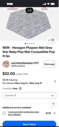 NEW - Hexagon Playpen Gray Star Baby Play Mat Compatible w/ Pop N Go