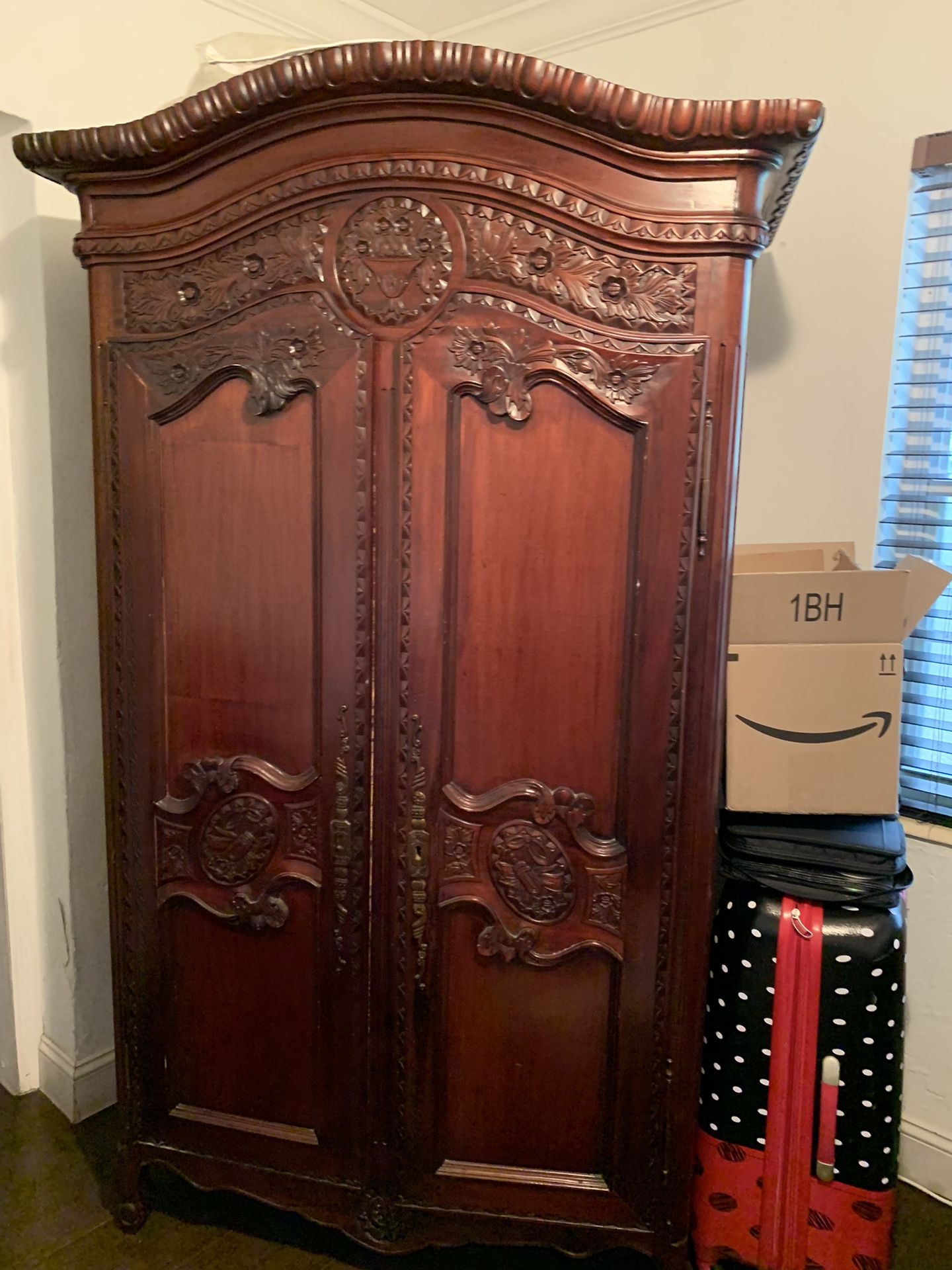 Wood  Large Antique Armoire On