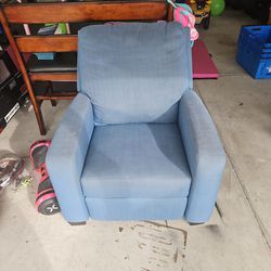 Blue Cloth Manual Reclining  Chair