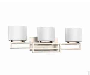 Tustna 26 in. 3-Light Brushed Nickel Bathroom Vanity Light with Opal Glass Shades