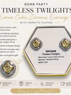 Timeless Twilights Lemon Cubic Zirconia Earrings with Hematite Plating