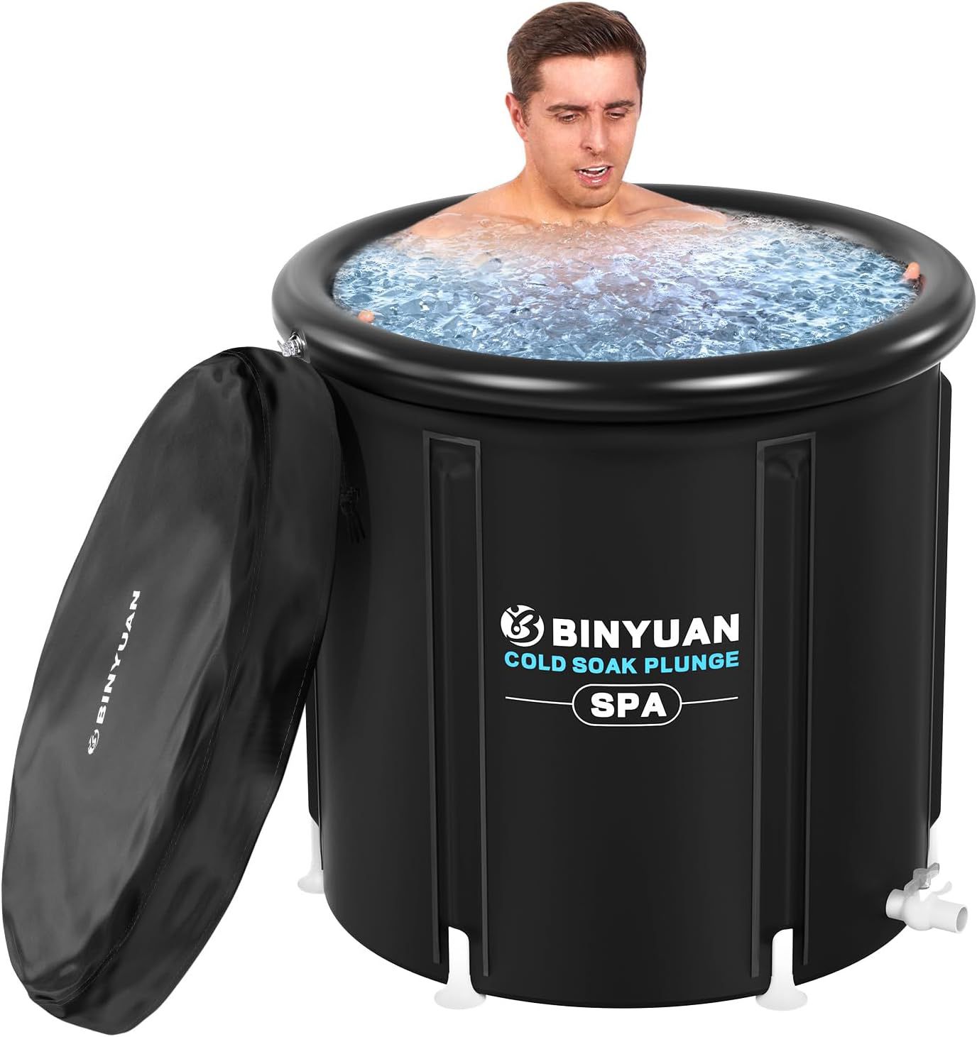 BINYUAN XL Ice Bath Tub for Athletes With Cover 99 Gal Cold Plunge Tub for Recovery, Multiple Layered Portable Ice Bath Plunge Pool Suitable for Garde