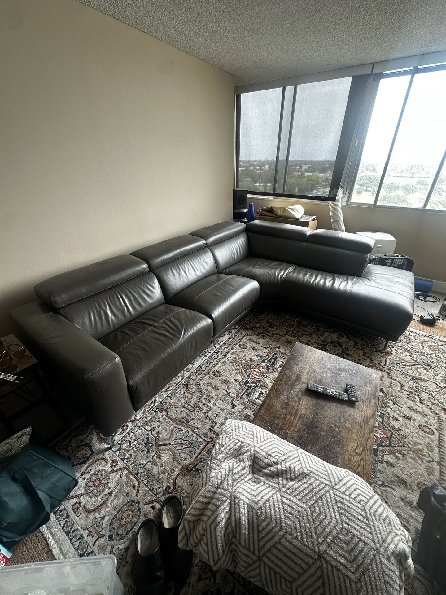 Grey Leather Couch